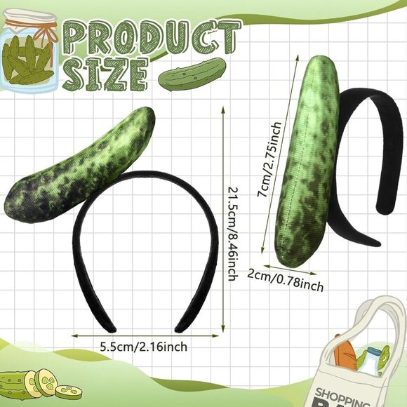 2 Pcs Funny Pickle Headbands Novelty Costume Accessories for Adults